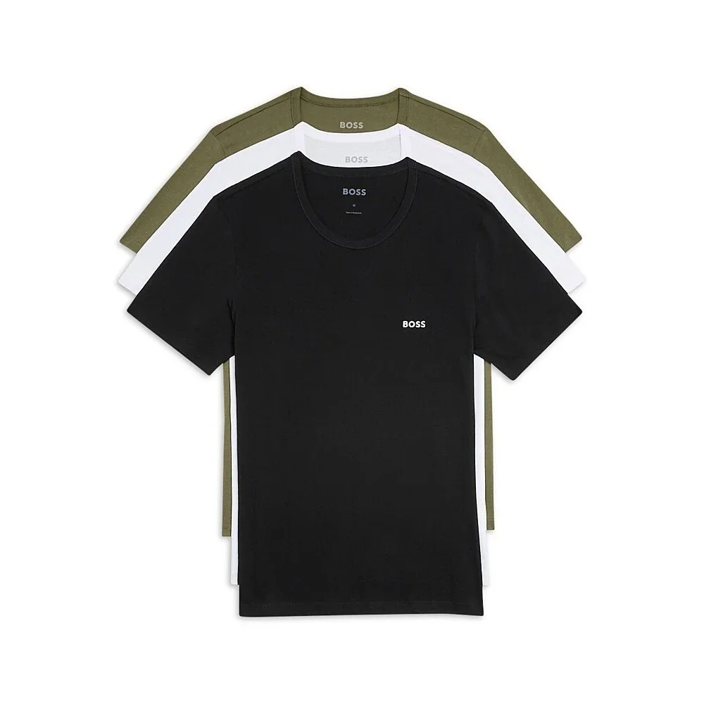 BOSS Cotton Crewneck Logo Embroidery T-Shirt Men's M Multi Short Sleeve - 3 Pack
